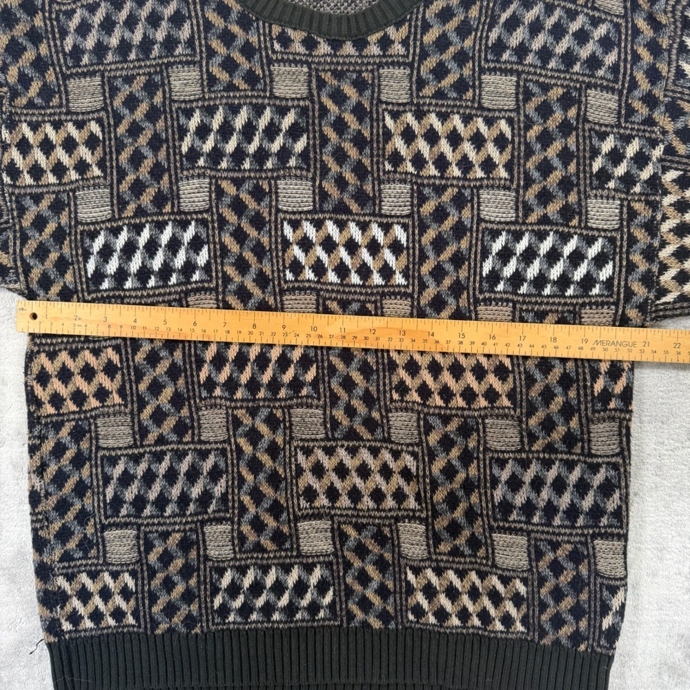Ash Creek Trading Sweater Mens Medium Vintage Green Cabin Knit Grandpa Geometric - Picture 6 of 7
